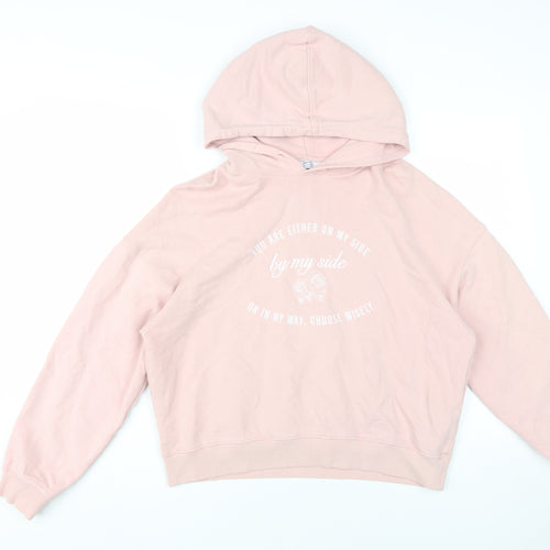 Bershka Women's Pink Pullover Hoodie, Size M
