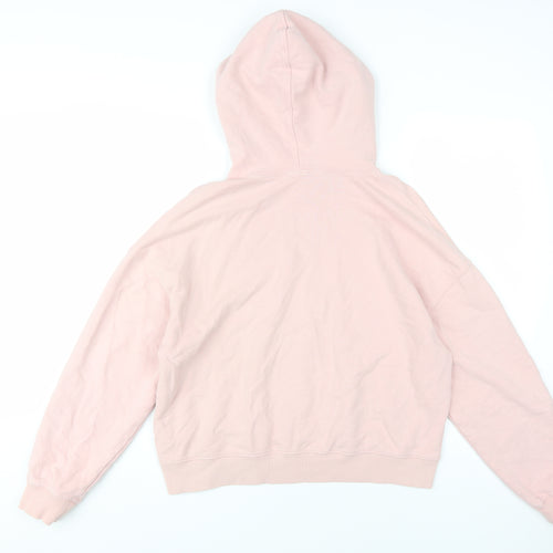 Bershka Women's Pink Pullover Hoodie, Size M