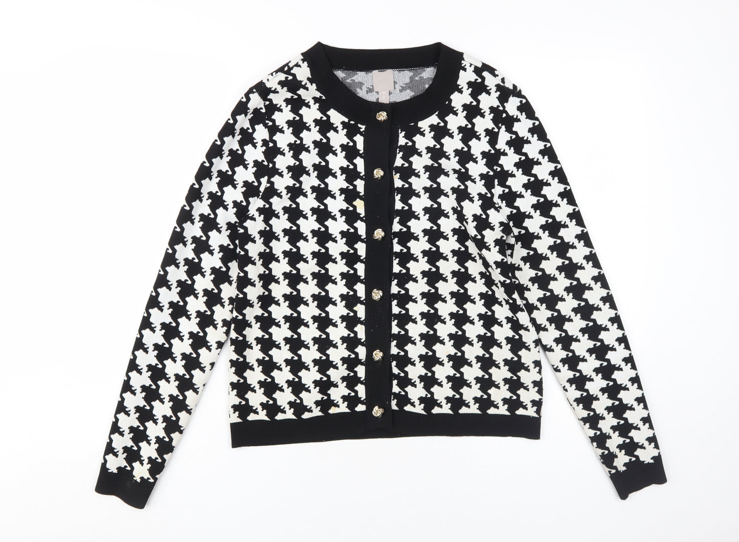 H&M Women's Black Houndstooth Cardigan Size S
