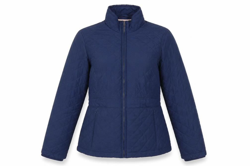 Front view of John Lewis Women's Blue Quilted Jacket, size 8