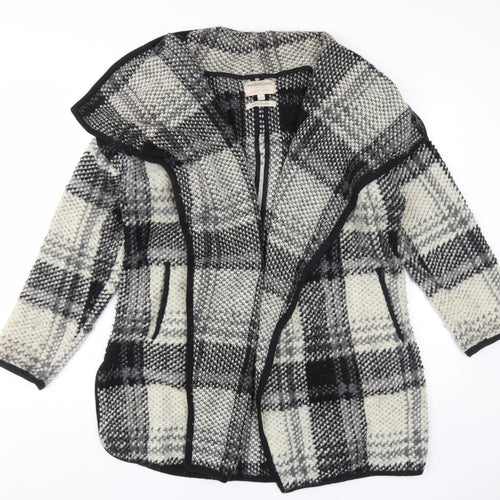 Monsoon Women's Black Ivory Check Wool Blend Coat S