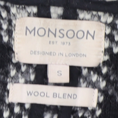 Monsoon Women's Black Ivory Check Wool Blend Coat S