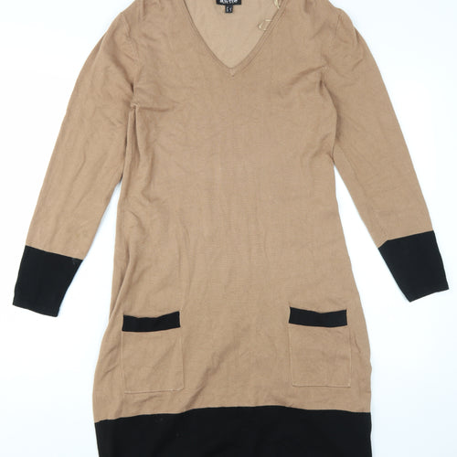 Marble Women's Beige Shift Dress Size 10 - Elegant Knit