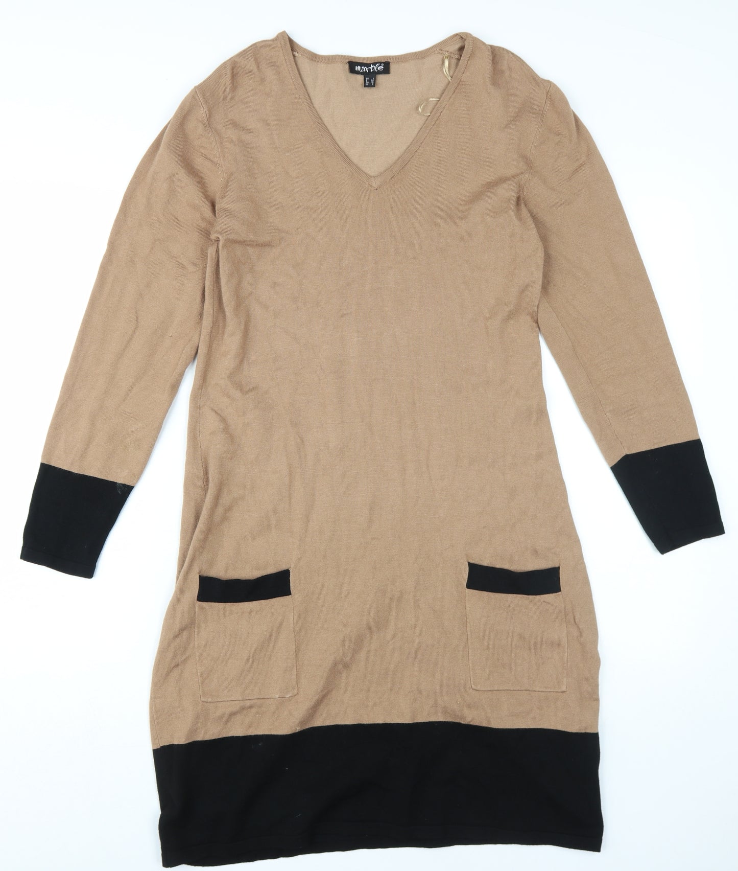 Marble Women's Beige Shift Dress Size 10 - Elegant Knit