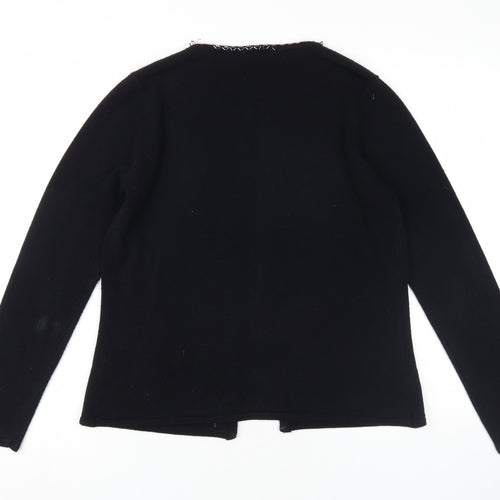 BHS Women's Black Cardigan Size 14/16, Embroidered Knit
