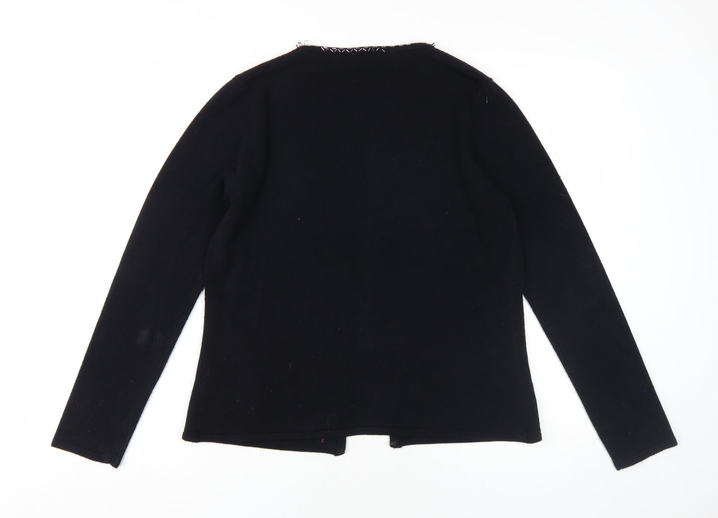 BHS Women's Black Cardigan Size 14/16, Embroidered Knit