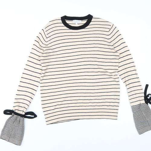 Warehouse Women's Beige Striped Pullover Jumper, Size 4
