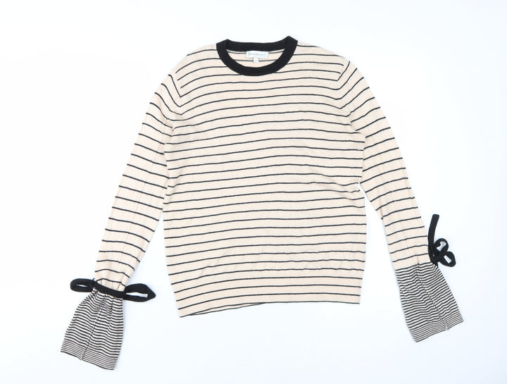 Warehouse Women's Beige Striped Pullover Jumper, Size 4