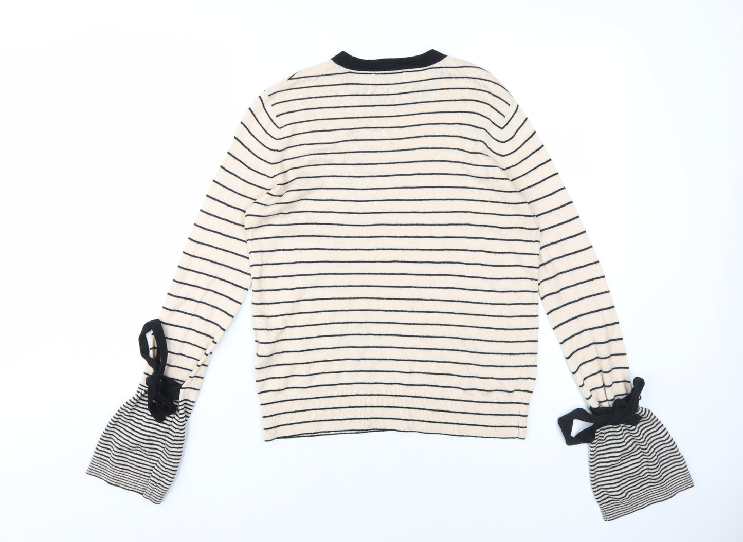 Warehouse Women's Beige Striped Pullover Jumper, Size 4