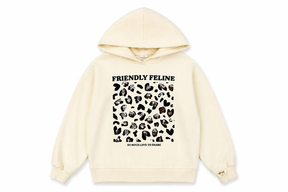 Zara Girls Ivory Animal Print Hoodie 11-12 Years Pullover