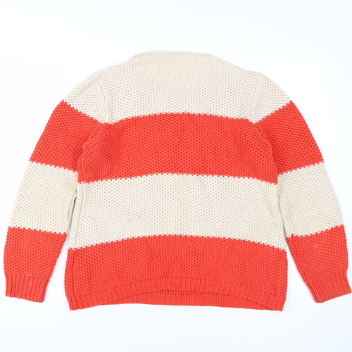 Marks and Spencer Women's Beige Red Striped Jumper Size 14
