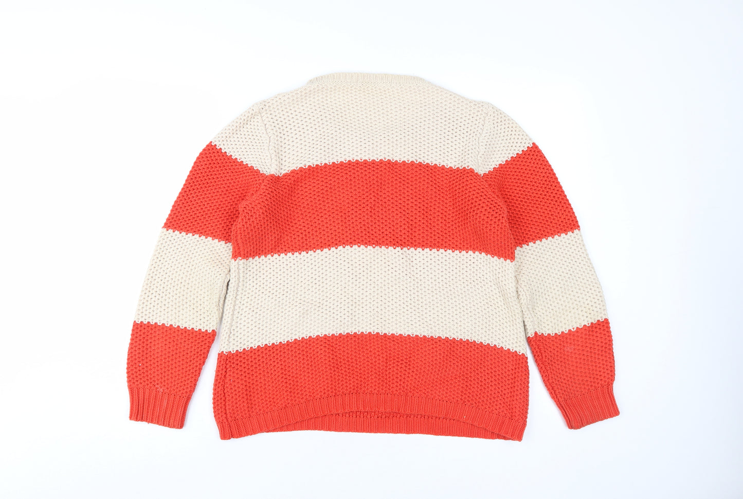 Marks and Spencer Women's Beige Red Striped Jumper Size 14