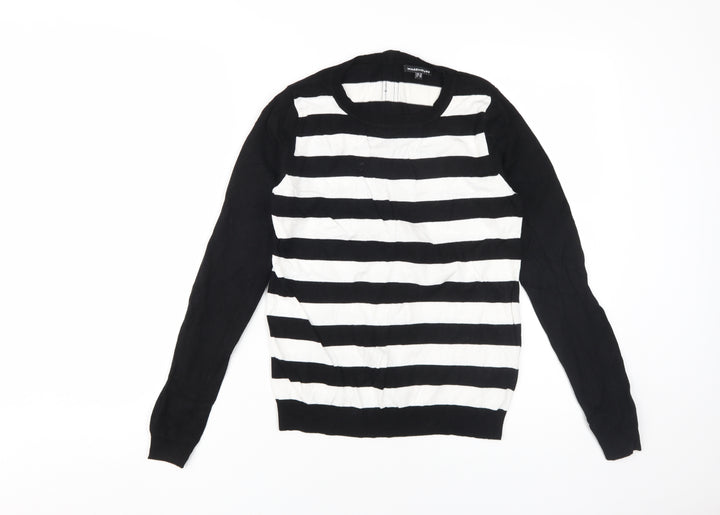 Warehouse Women's Black Striped Pullover Jumper Size 10
