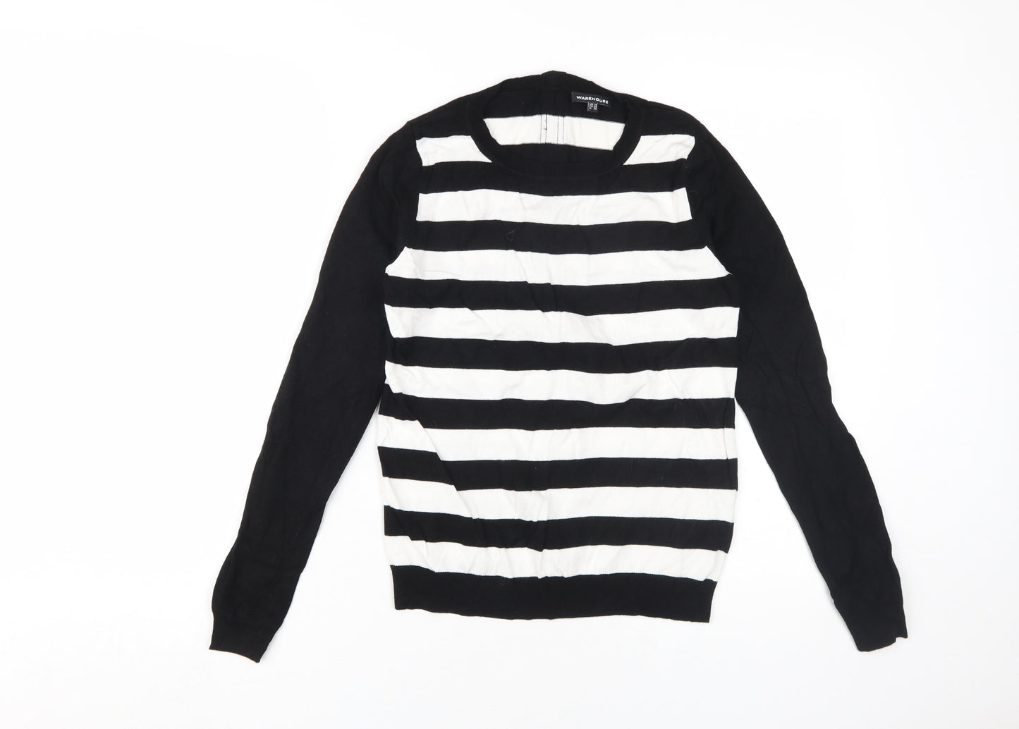 Warehouse Women's Black Striped Pullover Jumper Size 10