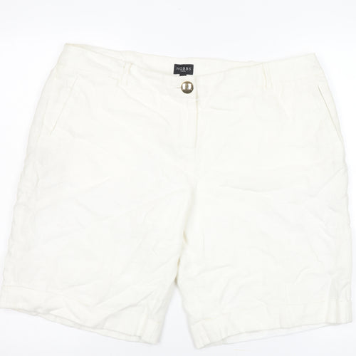 Hobbs Women's Ivory Linen Chino Shorts Size 18