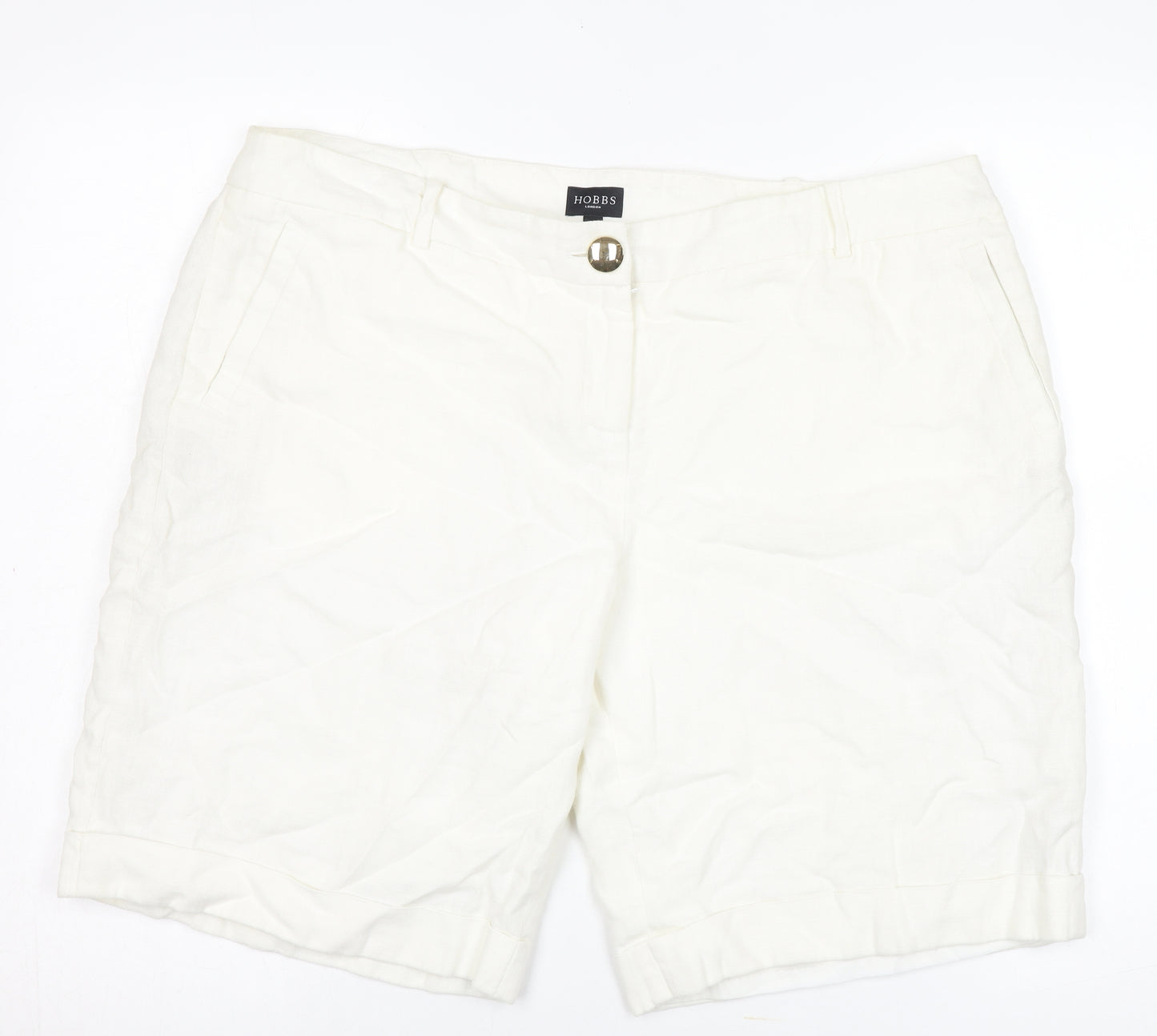 Hobbs Women's Ivory Linen Chino Shorts Size 18