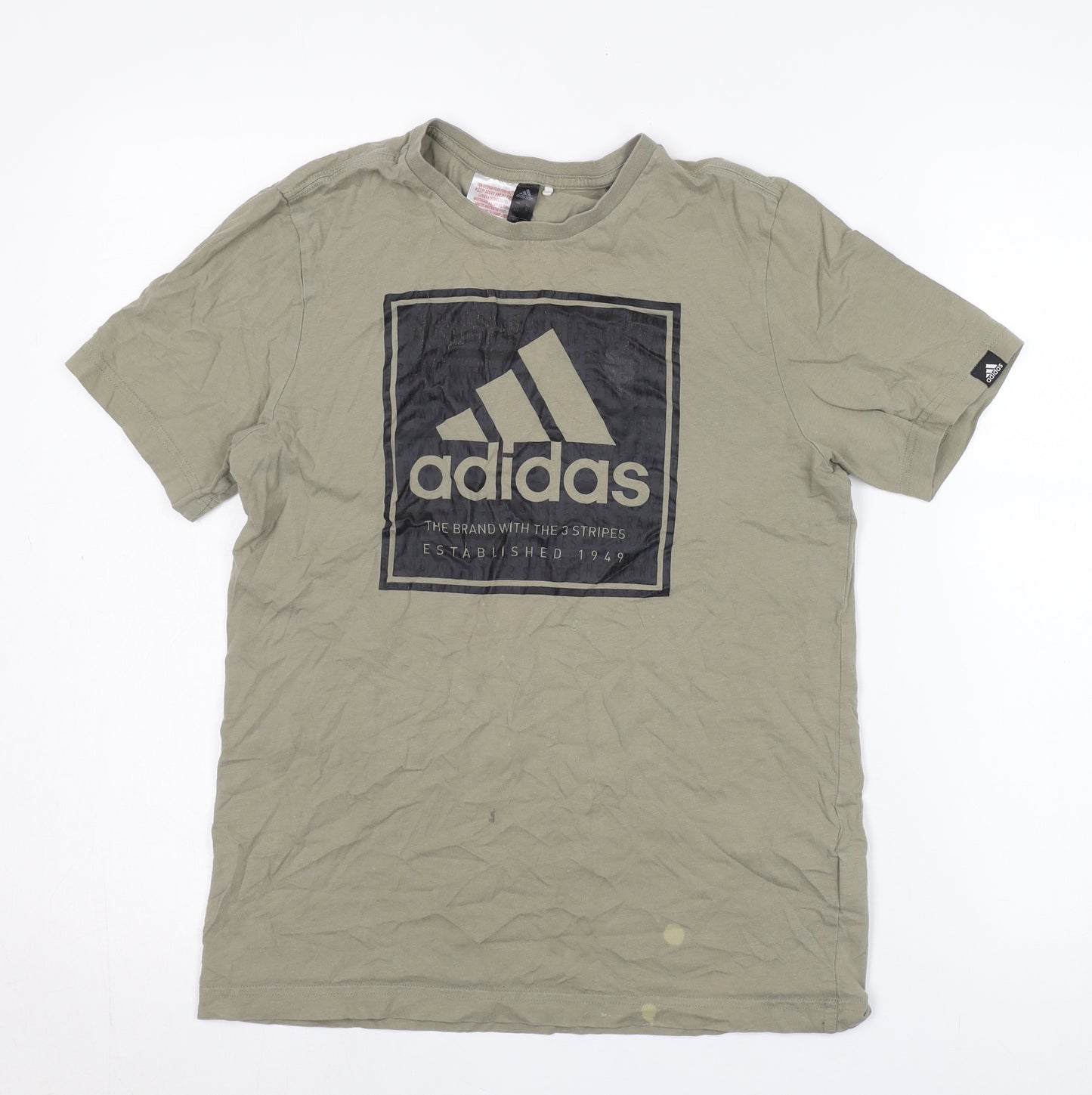adidas Boys Green T-Shirt, 13-14 Years, Logo Graphic, Casual Wear