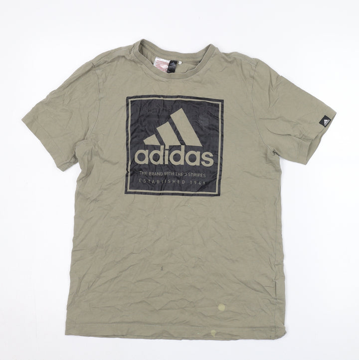 adidas Boys Green T-Shirt, 13-14 Years, Logo Graphic, Casual Wear
