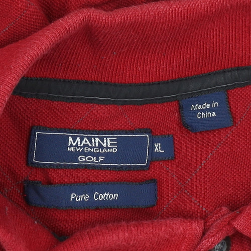 Maine New England Men’s Red XL Golf Polo