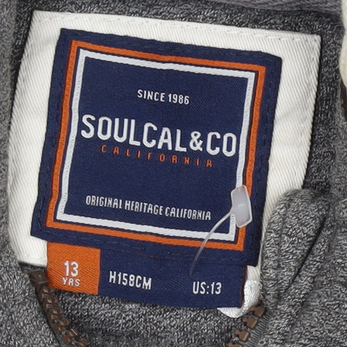 SoulCal & Co Boys Grey Full Zip Hoodie 13 Years