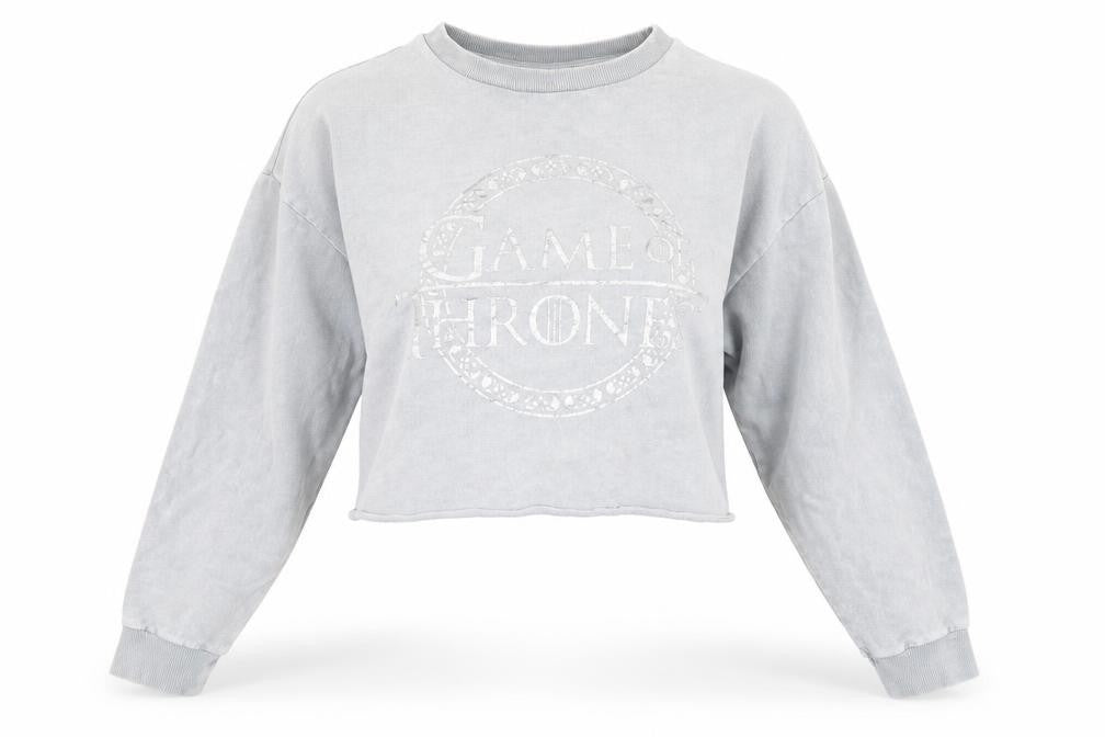 Front view of Game of Thrones Women's Grey jumper, size S