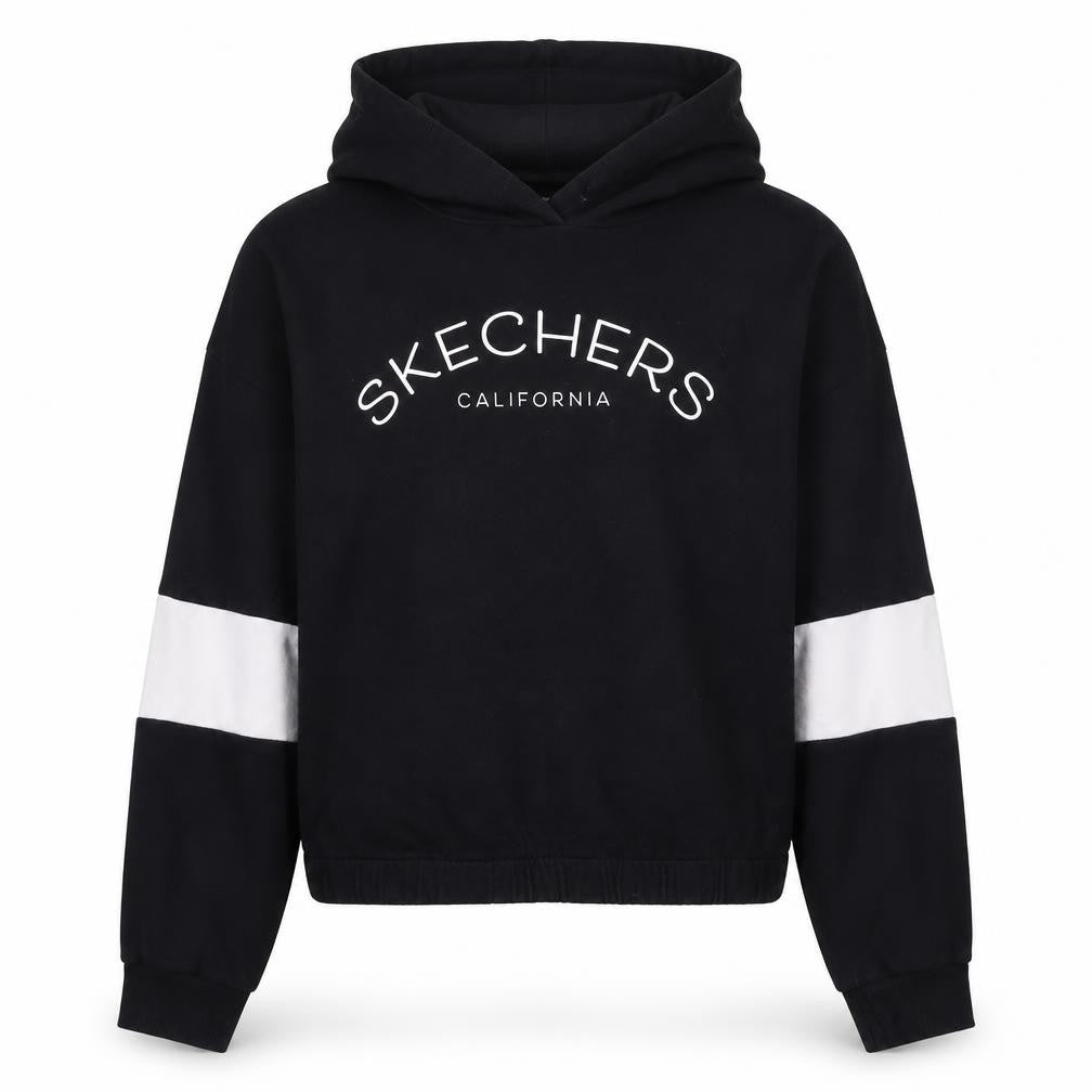 Front view of Skechers Black girls’ pullover hoodie 12-13 years