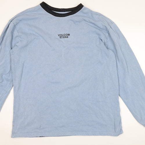Volcom Men's Blue Crew Neck Sweatshirt - Logo, Size L