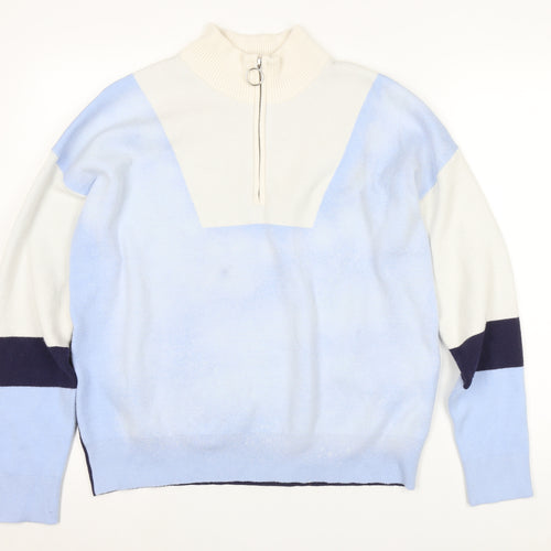 Cynthia Rowley Women's Blue High Neck Pullover Jumper L