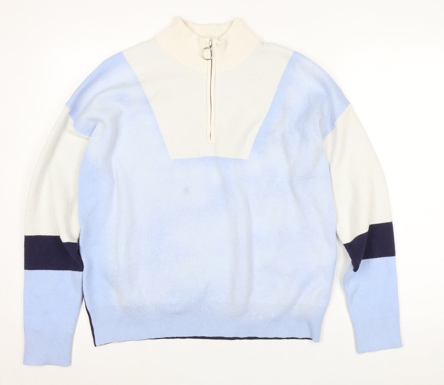 Cynthia Rowley Women's Blue High Neck Pullover Jumper L