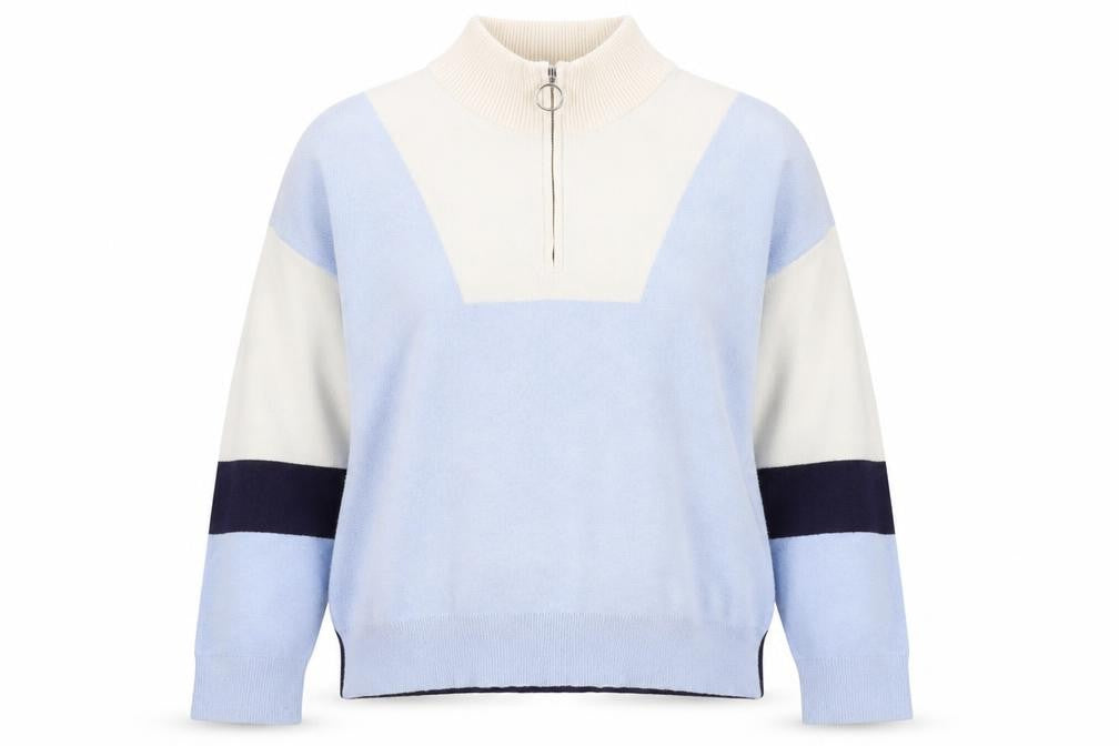 Front view of Cynthia Rowley Women's Blue High Neck jumper L