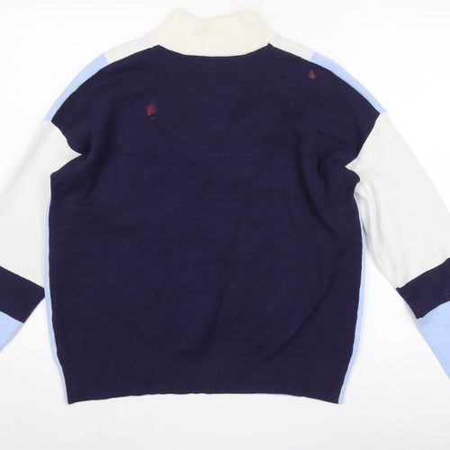 Cynthia Rowley Women's Blue High Neck Pullover Jumper L