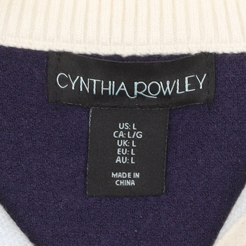 Cynthia Rowley Women's Blue High Neck Pullover Jumper L