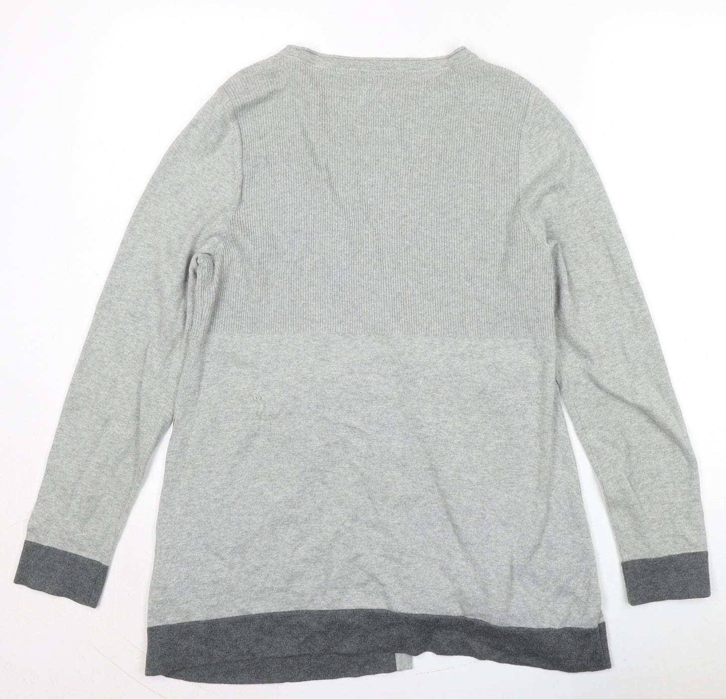 Mantaray Grey Women's Cardigan, Size 14, V-Neck, Nature Theme