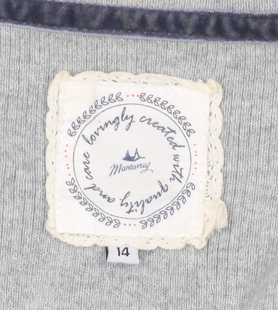 Mantaray Grey Women's Cardigan, Size 14, V-Neck, Nature Theme