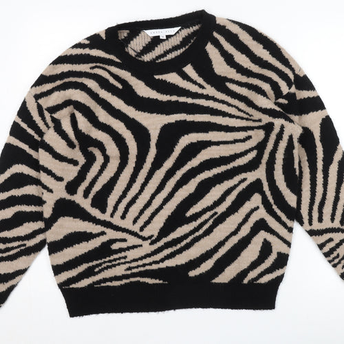 Amara Reya Women's Zebra Print Jumper, M, Black/Beige