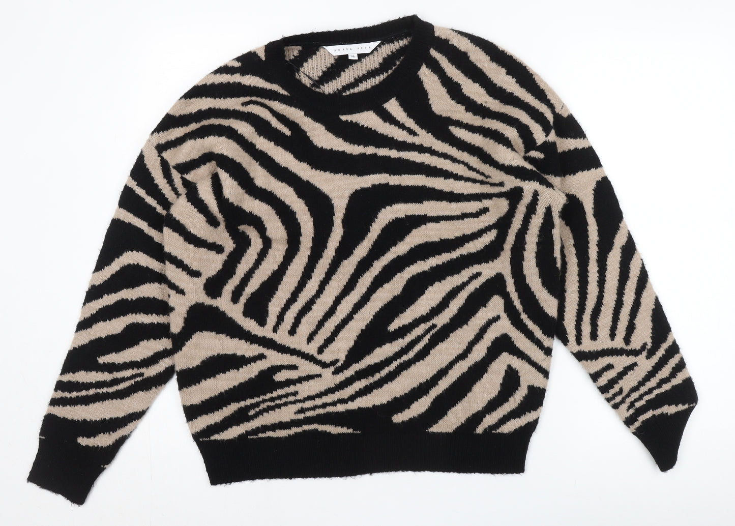 Amara Reya Women's Zebra Print Jumper, M, Black/Beige