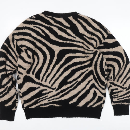 Amara Reya Women's Zebra Print Jumper, M, Black/Beige
