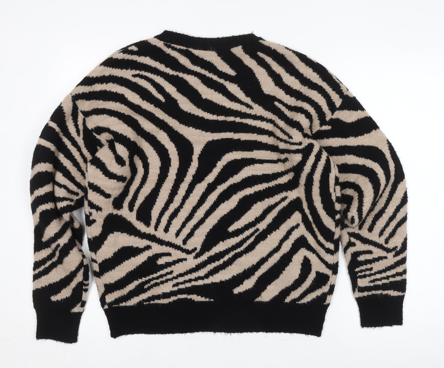 Amara Reya Women's Zebra Print Jumper, M, Black/Beige