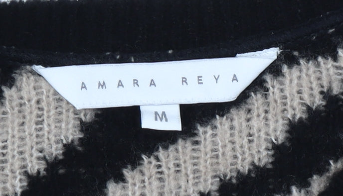 Amara Reya Women's Zebra Print Jumper, M, Black/Beige