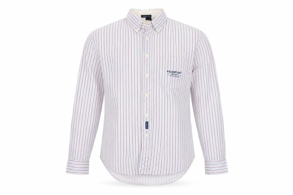 Front view of Fila Men's Striped Button-Up Shirt S