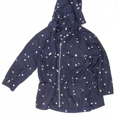 Zara Girls Blue Polka Dot Parka Coat - Size 10 Years