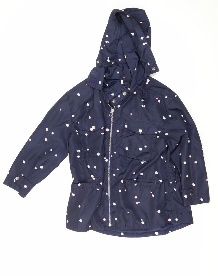 Zara Girls Blue Polka Dot Parka Coat - Size 10 Years