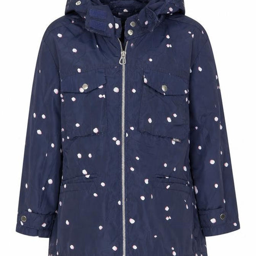 Zara Girls Blue Polka Dot Parka Coat - Size 10 Years