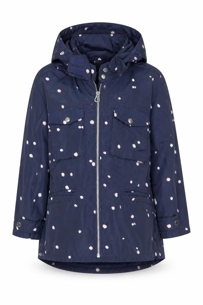Zara Girls Blue Polka Dot Parka Coat - Size 10 Years