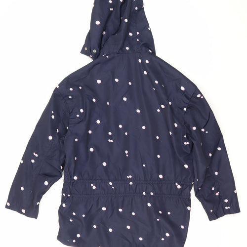 Zara Girls Blue Polka Dot Parka Coat - Size 10 Years
