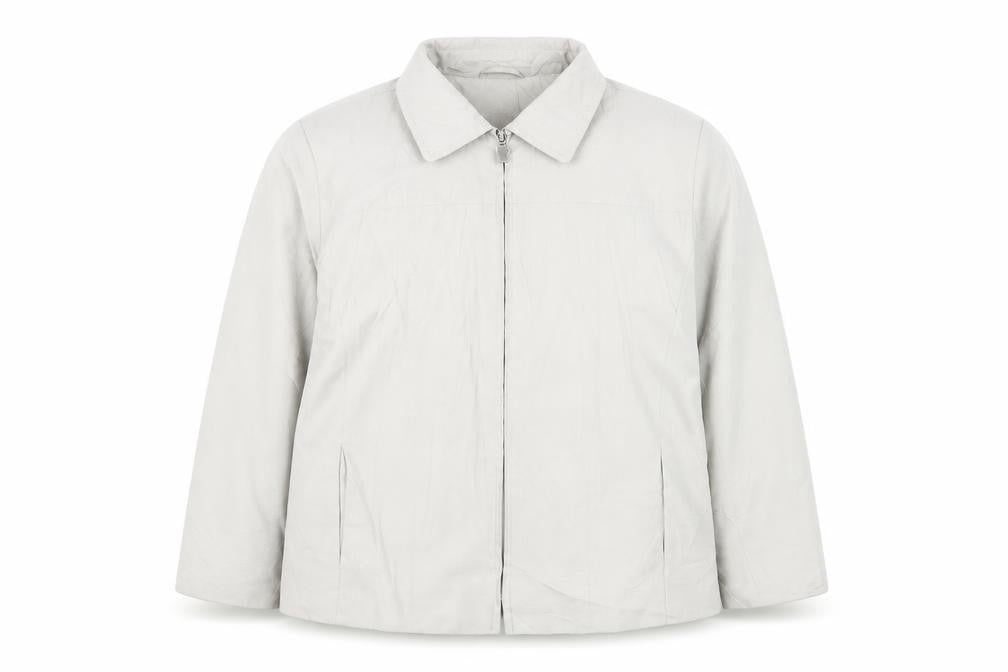 Front view of Finesse Women's Ivory Mid-Length Casual Jacket