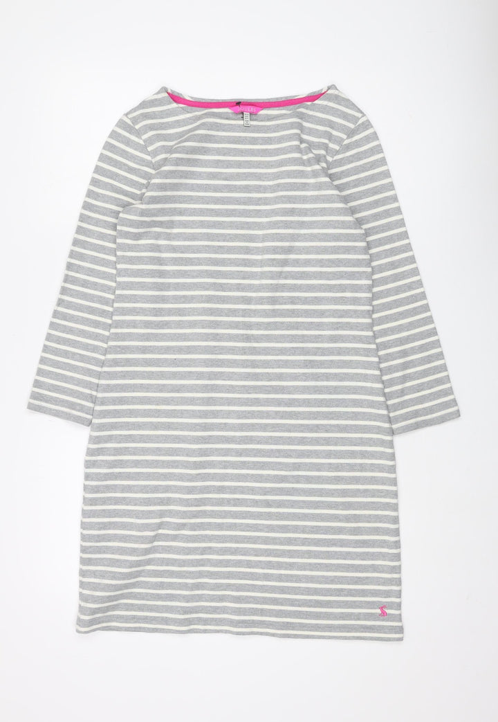 Joules Women's Grey Striped Shift Dress Size 10
