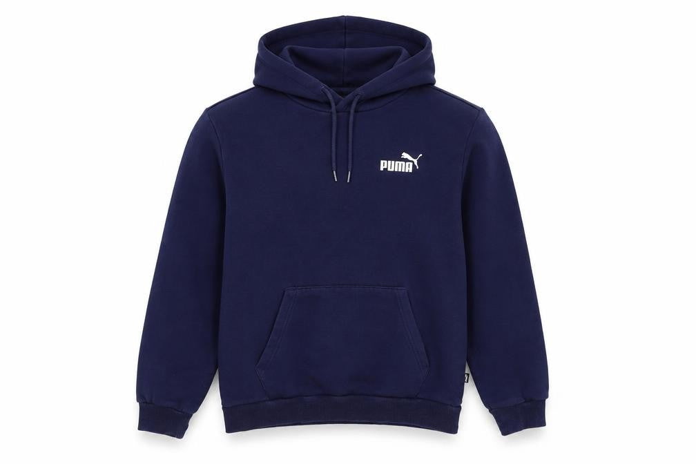 Front view of Puma Men's Blue Logo Hoodie S Pullover Casual