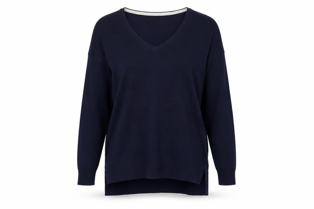 Front view of Gap Women's Blue V-Neck jumper -, size L