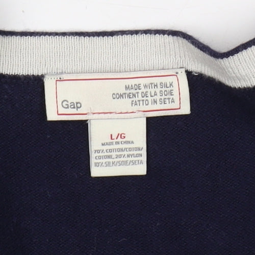 Gap Women's Blue V-Neck Pullover Jumper - Size L